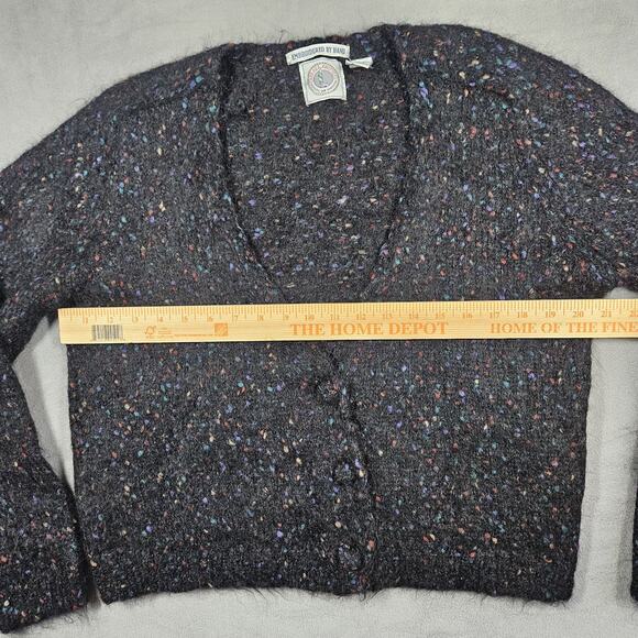 Vintage Cape Isle Knitters Cardigan Sweater Womens L Mohair Blend Flecked Button - Picture 9 of 12